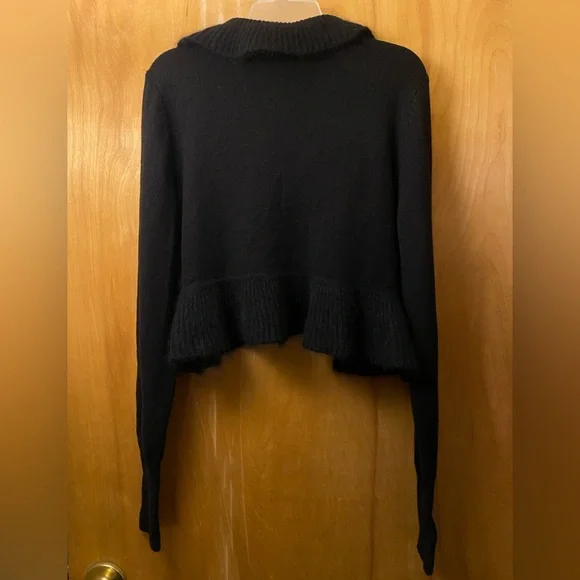 WHBM NWT Wool Rabbit Blend Ruffle Shrug Sweater Cardigan Bolero - Sz M - Picture 10 of 14